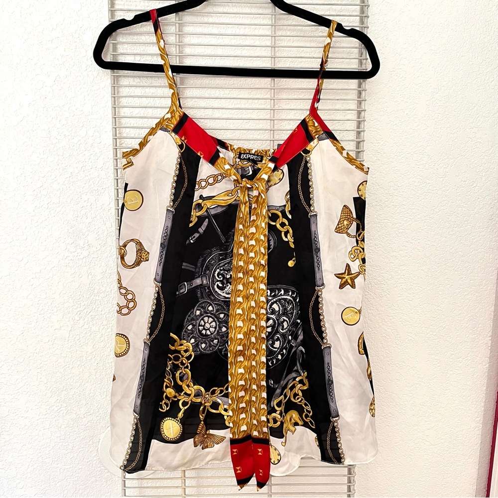 New Express Chain Tie Front Sleeveless Blouse